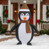Mani Christmas Decor 4 ft Snow Penguin, 120 LED Light, White and Black