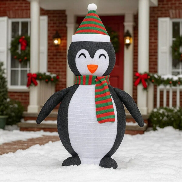 Mani Christmas Decor 4 ft Snow Penguin, 120 LED Light, White and Black