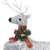 Outdoor 120 LED Light Christmas Decor Reindeer Set of 6, Silver Metal