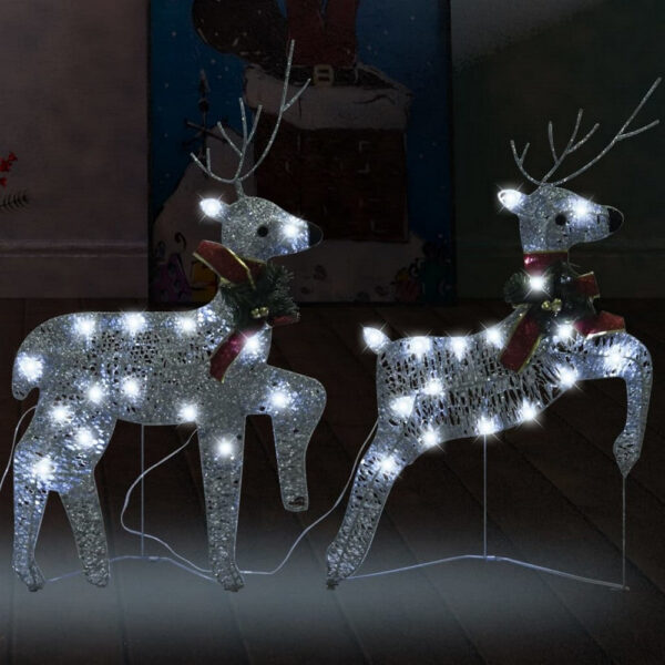 Outdoor 40 LED Light Reindeer Christmas Decoration Set of 2, Metal