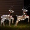 Outdoor 40 LED Light Reindeer Christmas Decoration Set of 2, Metal