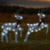 Outdoor 40 LED Light Reindeer Christmas Decoration Set of 2, Metal