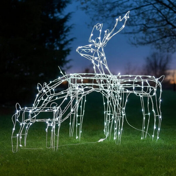 Outdoor 299 LED Lit Christmas Reindeer Family 3pc Set, Multicolor