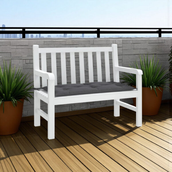 Outdoor Cushion for Bench, 43x20 In, Tufted Stitch Gray Oxford Fabric