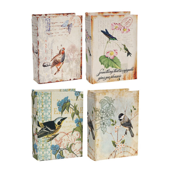 Anya Set of 4 Artisanal Boxes for Accessories, Book Inspired Look, Birds
