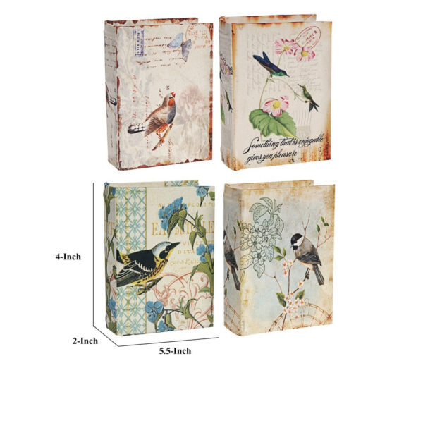 Anya Set of 4 Artisanal Boxes for Accessories, Book Inspired Look, Birds