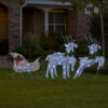Outdoor Christmas Reindeer and Sleigh Decoration, 60 Silver LED Lights