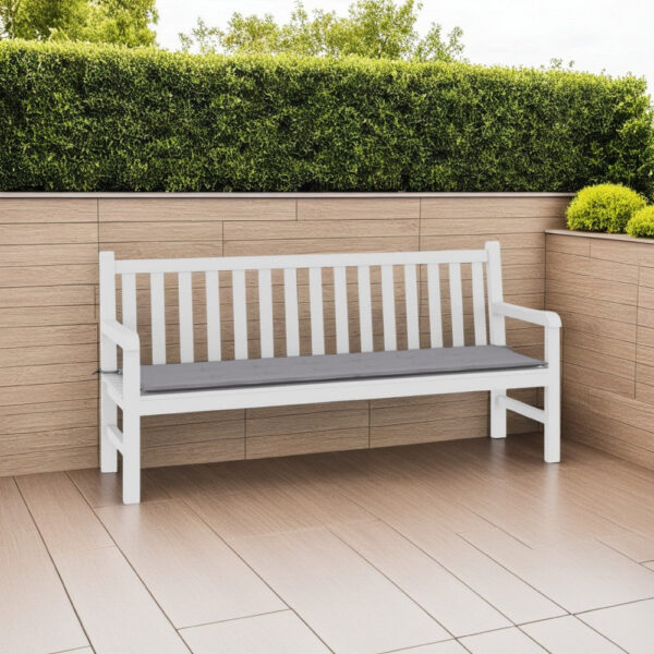 Claire Outdoor Cushion for Bench, Gray Fabric, Non Slip Ropes, 71 Inch