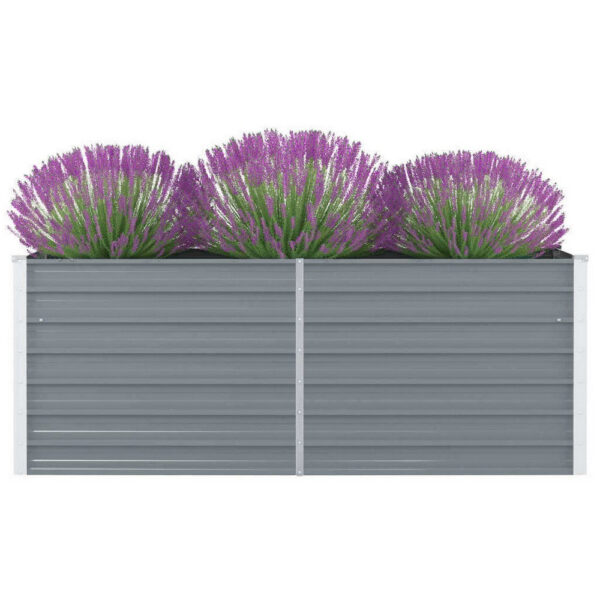 Raised Garden Flower Bed, 32 x 63 Galvanized Steel Gray, Rectangular