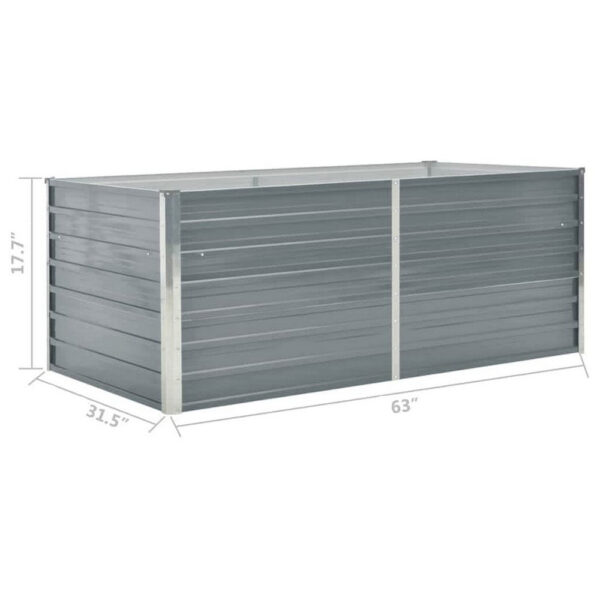 Raised Garden Flower Bed, 32 x 63 Galvanized Steel Gray, Rectangular