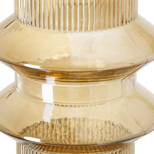 Rae Set of 2 Glass Vases, Tall Round Cylinders, Amber Yellow, Clear Finish