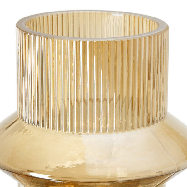 Rae Set of 2 Glass Vases, Tall Round Cylinders, Amber Yellow, Clear Finish