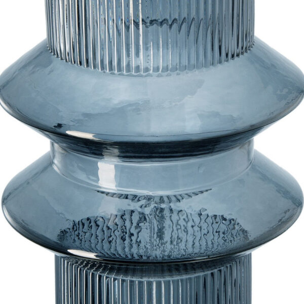 Rae Set of 2 Glass Vases, Tall Round Cylinders, Smokey Blue, Clear Finish