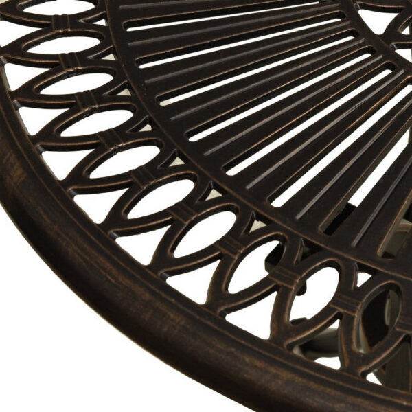 Outdoor Breakfast Table, Round 24 Inch w Umbrella Holder, Bronze Metal