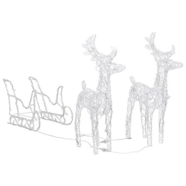 2pc Outdoor Christmas Reindeer with Sleigh, 160 Warm White LED Lights
