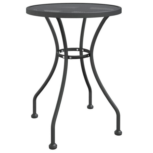 Outdoor Dining Breakfast Table, 28 Inch, Round Tabletop, Gray Metal