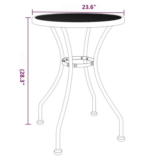 Outdoor Dining Breakfast Table, 28 Inch, Round Tabletop, Gray Metal