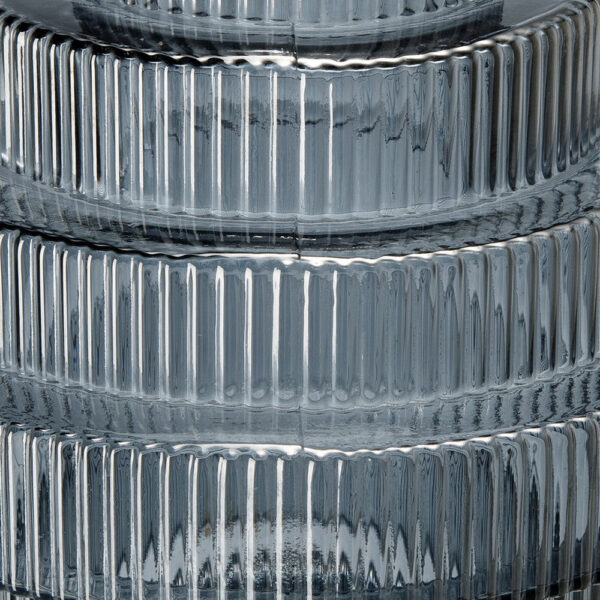 Rae 10 Inch Glass Vase, Geometric Round, Contemporary, Smokey Blue, Clear