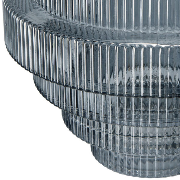 Rae 10 Inch Glass Vase, Geometric Round, Contemporary, Smokey Blue, Clear