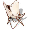 Srie Butterfly Chair, Steel Frame, Brown and White Cowhide Leather