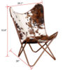 Srie Butterfly Chair, Steel Frame, Brown and White Cowhide Leather