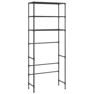 3 Tier Over the Washer Laundry Storage Rack, 67 Inch Tall Black Steel