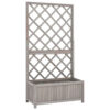 Simi Outdoor Garden Planter, Built In Trellis, 53 Inch Gray Solid Wood