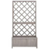 Simi Outdoor Garden Planter, Built In Trellis, 53 Inch Gray Solid Wood