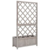 Simi Outdoor Garden Planter, Built In Trellis, 53 Inch Gray Solid Wood