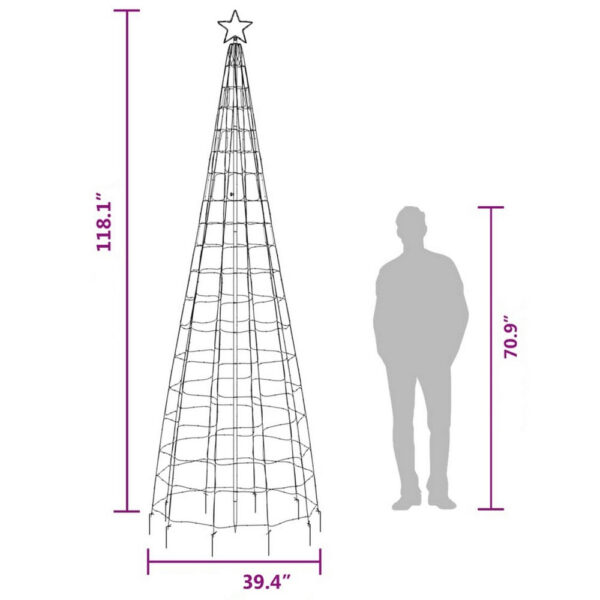 118 Inch Outdoor Cone Christmas Tree Light, 570 Cool White LEDs