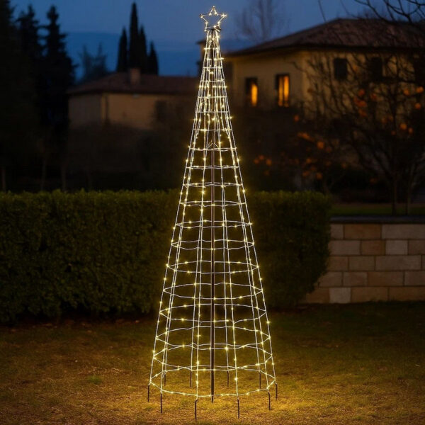118 Inch Outdoor Cone Christmas Tree Light, 570 Cool White LEDs