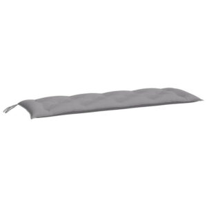 Claire Outdoor Cushion for Bench w Tie Ropes, 59in Gray Tufted Oxford