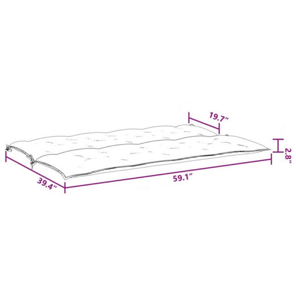 Claire Outdoor Cushion for Bench, 59 Inch, Black Tufted Oxford Fabric