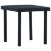 Outdoor Side End Tea Table, 16 Inch Steel, Square Black Poly Rattan