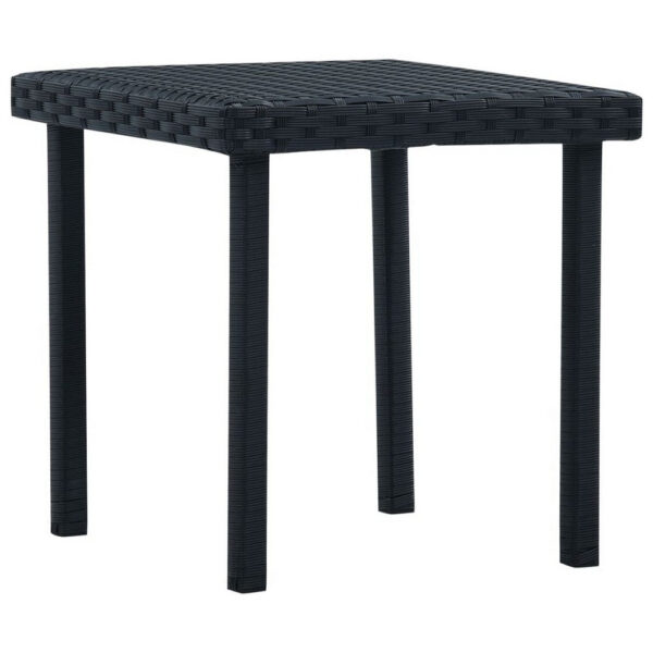 Outdoor Side End Tea Table, 16 Inch Steel, Square Black Poly Rattan