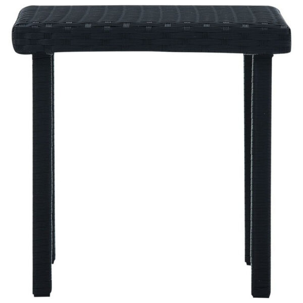 Outdoor Side End Tea Table, 16 Inch Steel, Square Black Poly Rattan