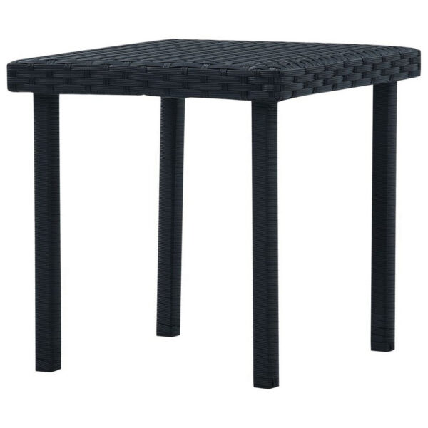 Outdoor Side End Tea Table, 16 Inch Steel, Square Black Poly Rattan