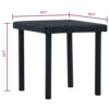 Outdoor Side End Tea Table, 16 Inch Steel, Square Black Poly Rattan