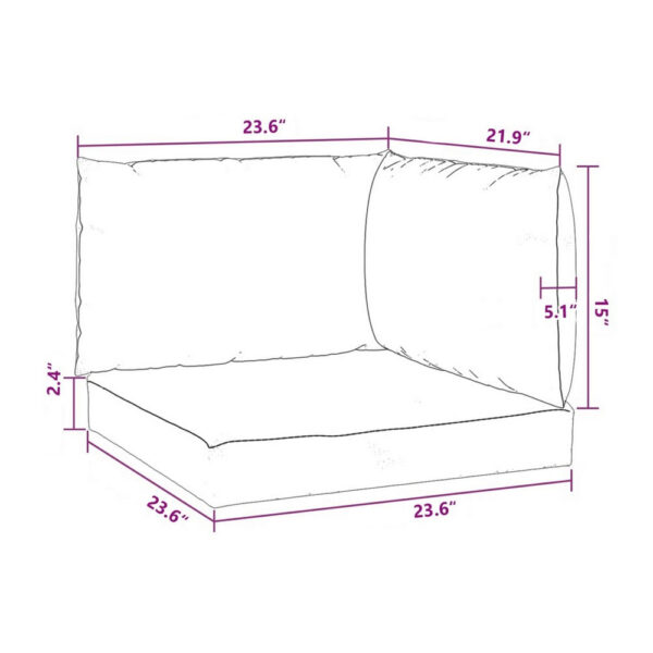 Paom 3pc Outdoor Pallet Cushions, Hollow Fiber, Taupe Oxford Fabric