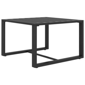 Outdoor Coffee Table with 24 Inch Slatted Top, Dark Gray Aluminum