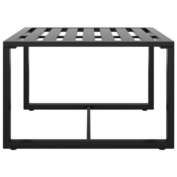 Outdoor Coffee Table with 24 Inch Slatted Top, Dark Gray Aluminum