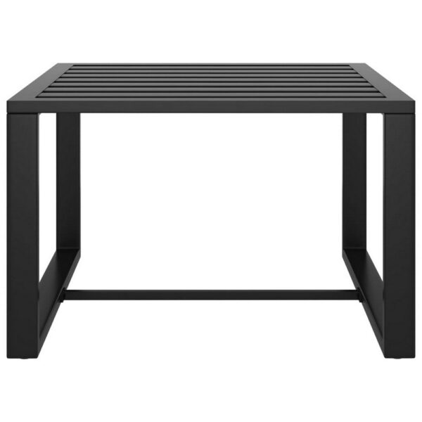 Outdoor Coffee Table with 24 Inch Slatted Top, Dark Gray Aluminum