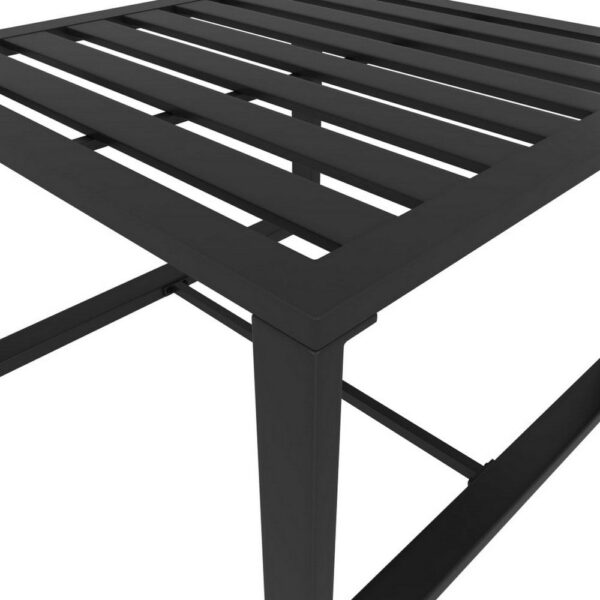Outdoor Coffee Table with 24 Inch Slatted Top, Dark Gray Aluminum
