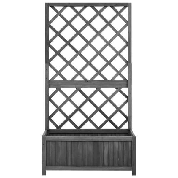 Madie Outdoor Garden Planter, Trellis Design, 53 Inch Black Fir Wood