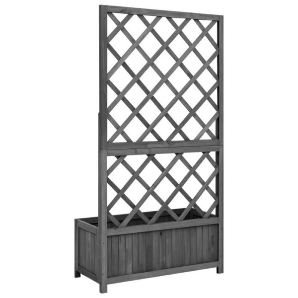 Madie Outdoor Garden Planter, Trellis Design, 53 Inch Black Fir Wood