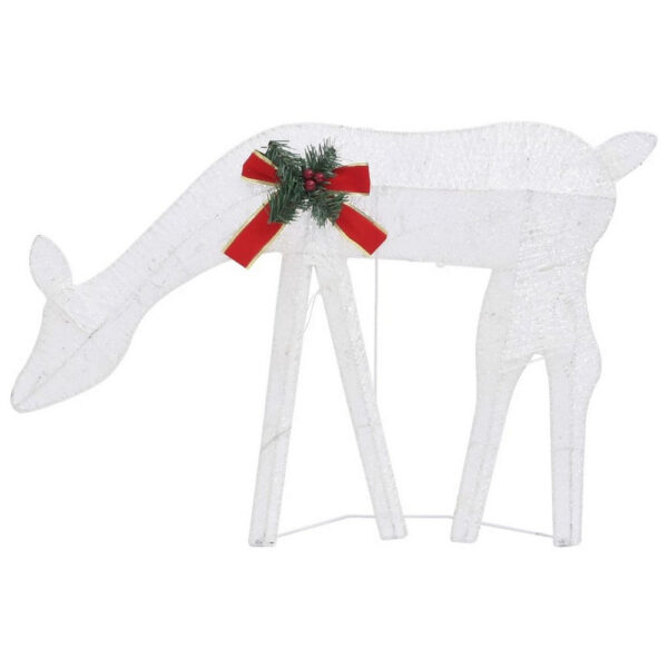 Outdoor 3 Reindeer Christmas Decoration, 90 Cool White LEDs, Steel