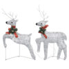 Outdoor 4 Reindeer Christmas Decor, 80 Cool White LEDs, Silver Metal