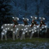 Outdoor 4 Reindeer Christmas Decor, 80 Cool White LEDs, Silver Metal
