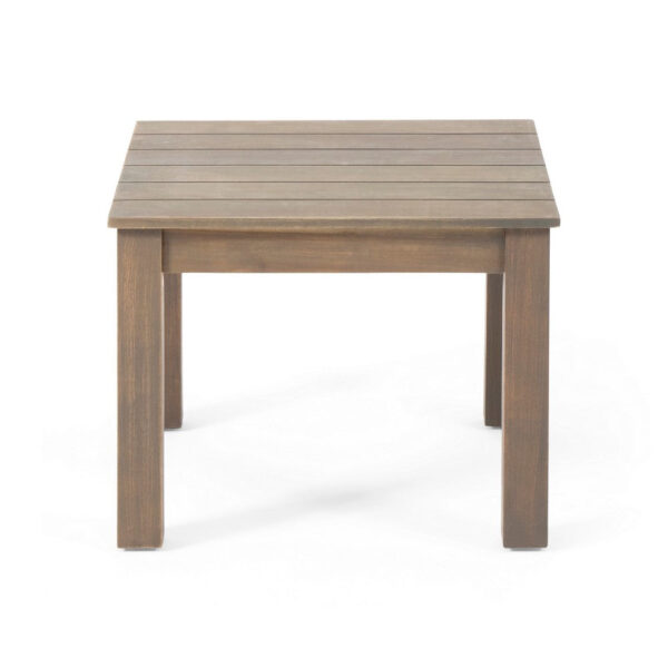 Elin Side End Table, 20 Inch Slatted Square Top, Brown Acacia Wood