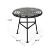 Tee Outdoor Side End Table, 20 Inch Rattan Weave with Glass Top, Gray